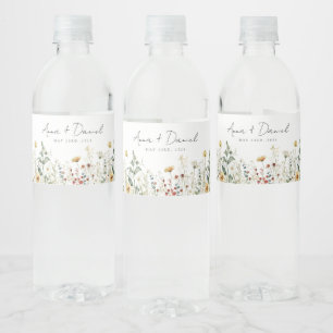 Summer Wildflower Field Wedding Water Bottle Label