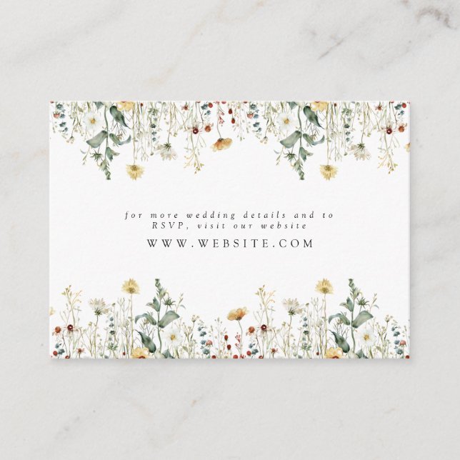Summer Wildflower Field Wedding Website Enclosure Card (Front)
