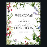 Summer Wildflower Floral Bridal Luncheon Welcome Poster<br><div class="desc">Welcome bridal luncheon guests with this beautiful elegant summer wildflower watercolor floral bridal luncheon welcome poster, featuring a border of watercolor summer wildflowers such as sweet pea, lupines, snapdragons, and more, in bright, summery shades of pink, lilac, lavender, yellows, blues and delicate green botanical leaves with delicate hand lettered script...</div>