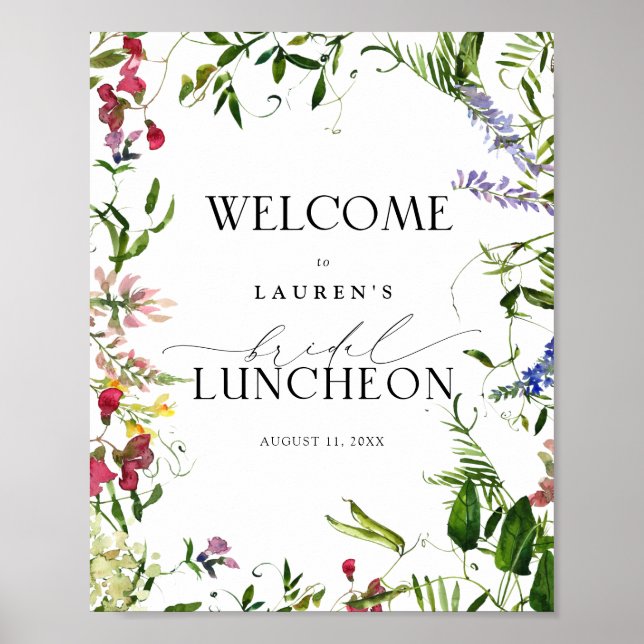 Summer Wildflower Floral Bridal Luncheon Welcome Poster (Front)