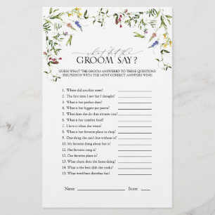 Summer Wildflower Floral Bridal Shower Game