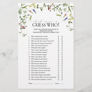 Summer Wildflower Floral Bridal Shower Game