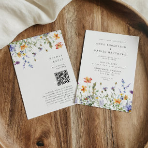 Summer Wildflower Garden QR Code Wedding Invitation