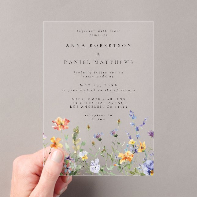 Summer Wildflower Garden Wedding Acrylic Invitations (Insitu (Handheld))