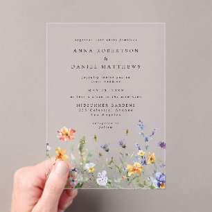 Summer Wildflower Garden Wedding Acrylic Invitations