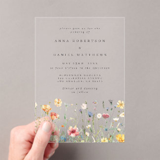 Summer Wildflower Garden Wedding Acrylic Invitations