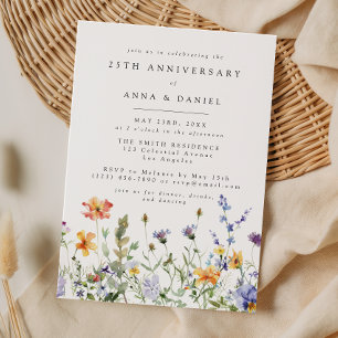 Summer Wildflower Garden Wedding Anniversary Invitation