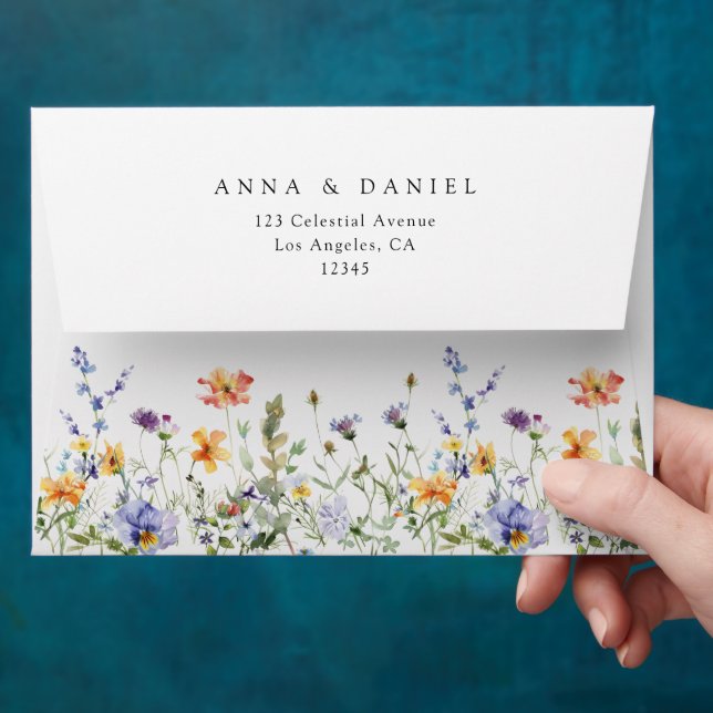 Summer Wildflower Garden Wedding Envelope (Hand)