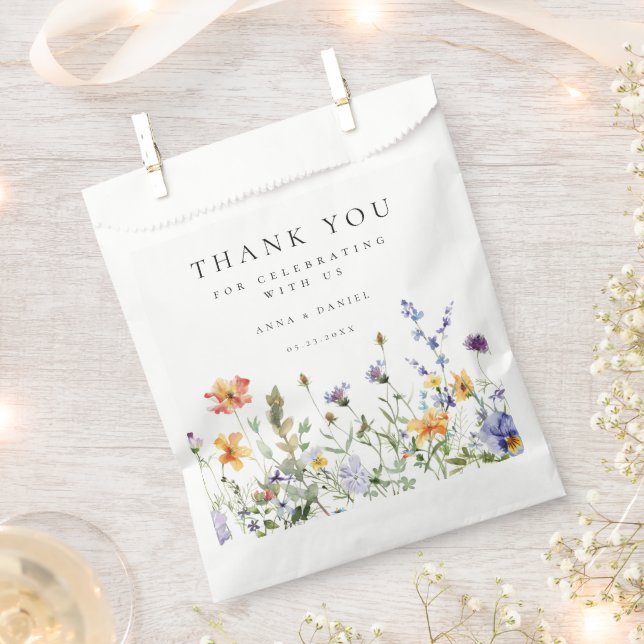 Summer Wildflower Garden Wedding Favour Bag (Clipped)