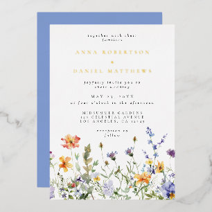 Summer Wildflower Garden Wedding Foil Invitation