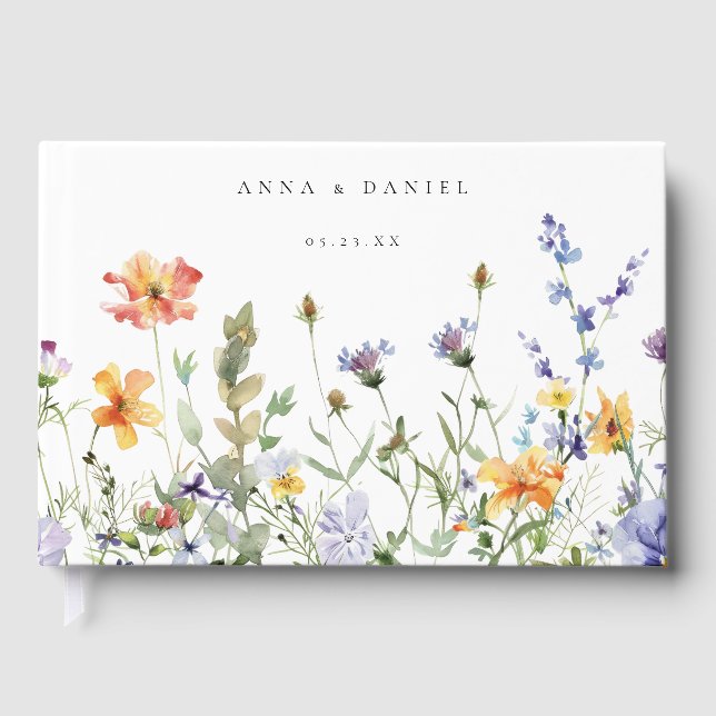 Summer Wildflower Garden Wedding Guest Book (Front)