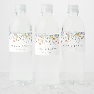 Summer Wildflower Garden Wedding Water Bottle Label