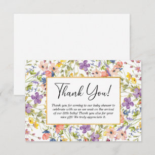 Summer Wildflower Meadow Baby Shower Book For Baby Thank You Card