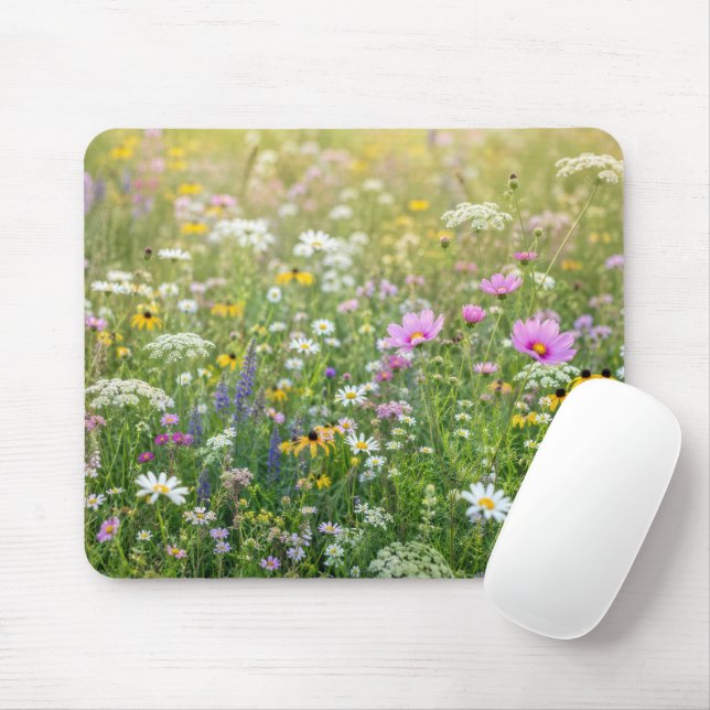 Summer Wildflower Meadow Mouse Mat (With Mouse)