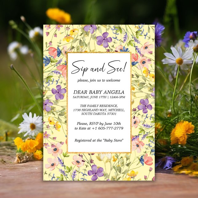 Summer Wildflower Meadow Sip And See Invitation (Summer Wildflower Meadow Sip And See Invitation!)