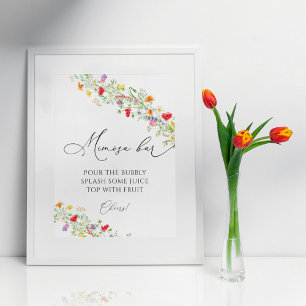 Summer wildflower mimosa bar drink sign