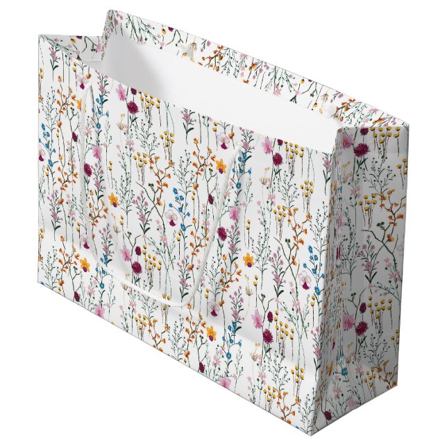 Summer Wildflower Pattern Large Gift Bag (Front Angled)