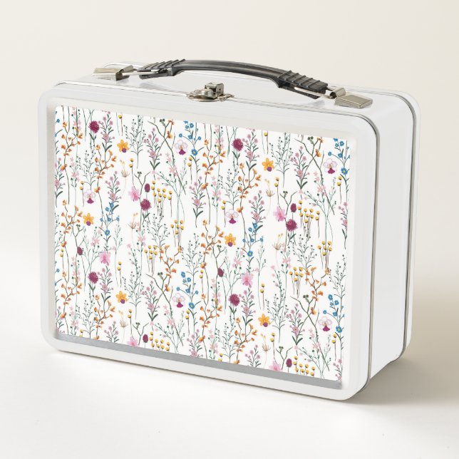 Summer Wildflower Pattern Metal Lunch Box (Front)