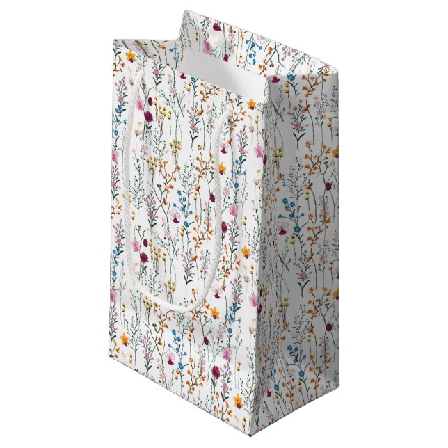 Summer Wildflower Pattern Small Gift Bag (Front Angled)
