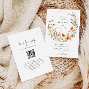 Summer Wildflower QR Code Wedding Invitation