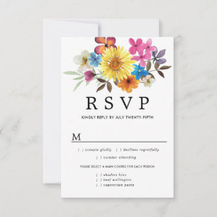 Summer Wildflower RSVP Card, Meal Options