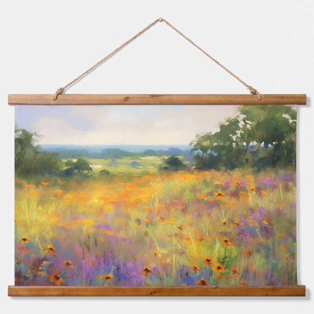 Summer Wildflower Valley Landscape Bloom Art Hanging Tapestry (Front)