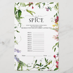 Summer Wildflower Watercolor Bridal Shower Game