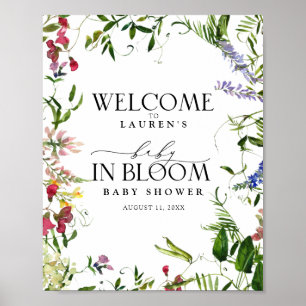 Summer Wildflower Watercolor Floral Shower Welcome Poster