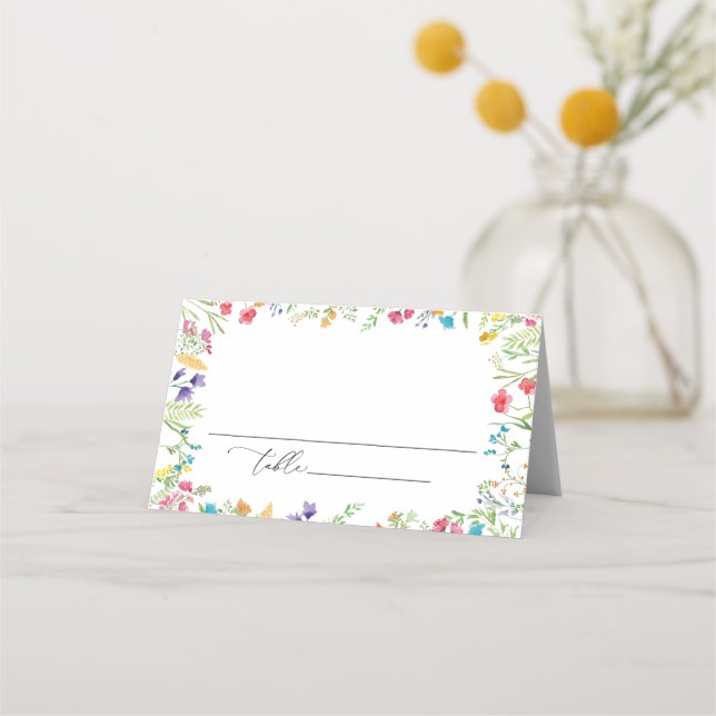 Summer Wildflower Wedding Place Card (Front)