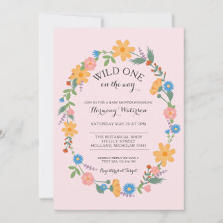 Summer Wildflower Wild One Baby Shower Invitation