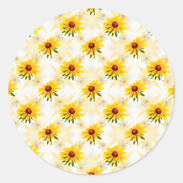 Summer Wildflower - Yellow Black-Eyed Susan Photo Classic Round Sticker (Front)