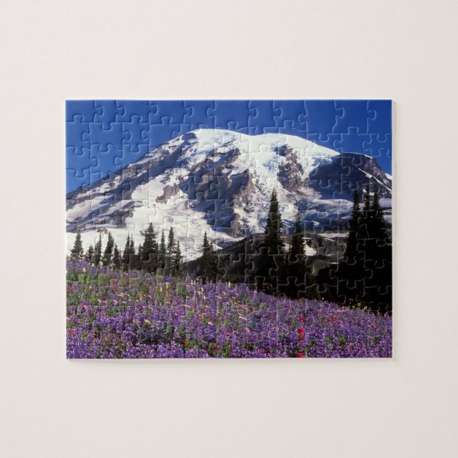 summer wildflowers at the base of Mount Rainier, 2 Jigsaw Puzzle (Horizontal)