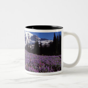 summer wildflowers at the base of Mount Rainier, Two-Tone Coffee Mug