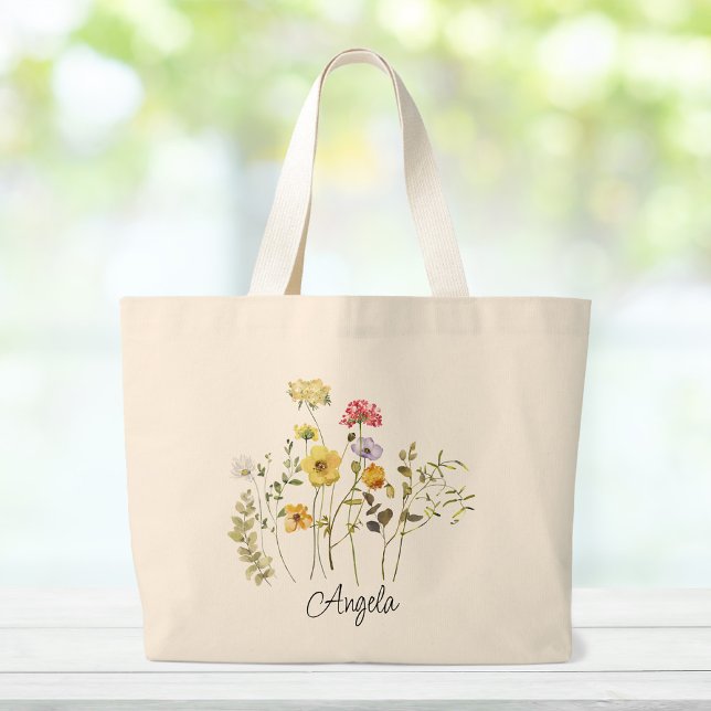 Summer Wildflowers Bridesmaid Large Tote Bag (Creator Uploaded)