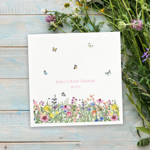 Summer Wildflowers & Butterflies Baby Shower Napkin