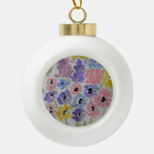 Summer Wildflowers Ceramic Ball Christmas Ornament