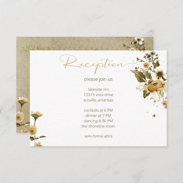 Summer Wildflowers & Daisies Reception Wedding Enclosure Card (Front/Back)