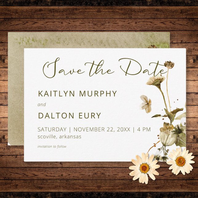 Summer Wildflowers & Daisies Save the Date Card (Summer Wildflowers & Daisies Save the Date Card)