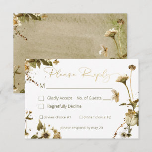 Summer Wildflowers & Daisies Wedding RSVP Card
