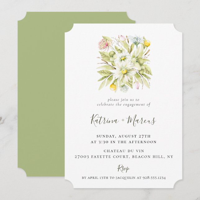 Summer Wildflowers Engagement Party Invitation (Front/Back)