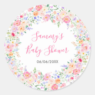 Summer Wildflowers Floral Baby Shower  Classic Round Sticker