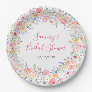 Summer Wildflowers Floral Bridal Shower  Paper Plate