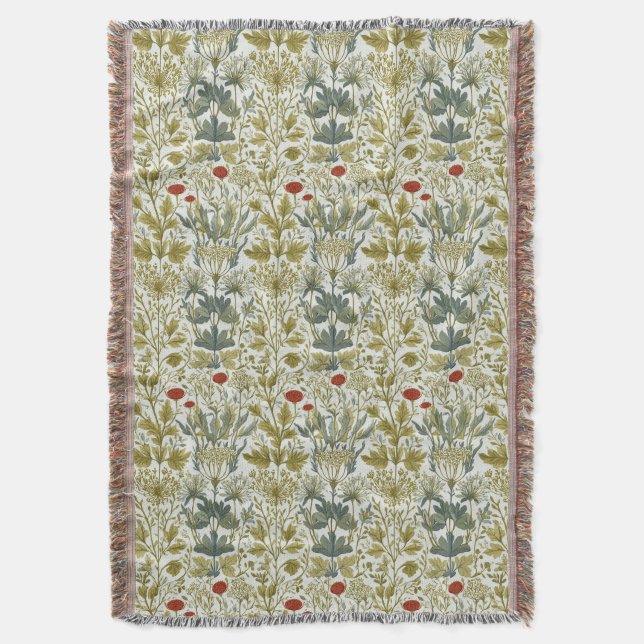 Summer Wildflowers Floral Throw Blanket (Front Vertical)