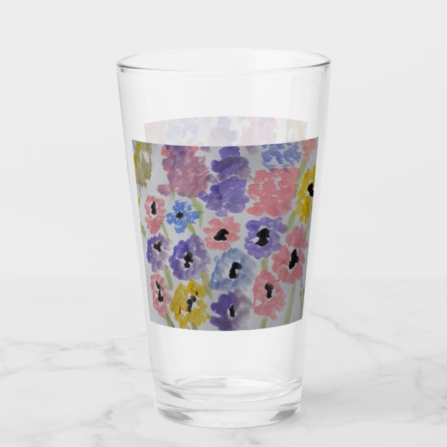Summer Wildflowers Glass Tumbler (Front)