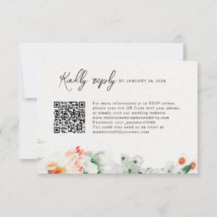 Summer Wildflowers green & orange QR Code online RSVP Card