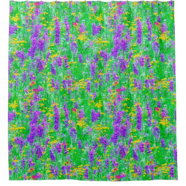 Summer Wildflowers in a Green Field Shower Curtain (Front)