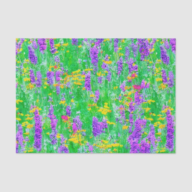 Summer Wildflowers in a Green Field   Tissue Paper (Front)