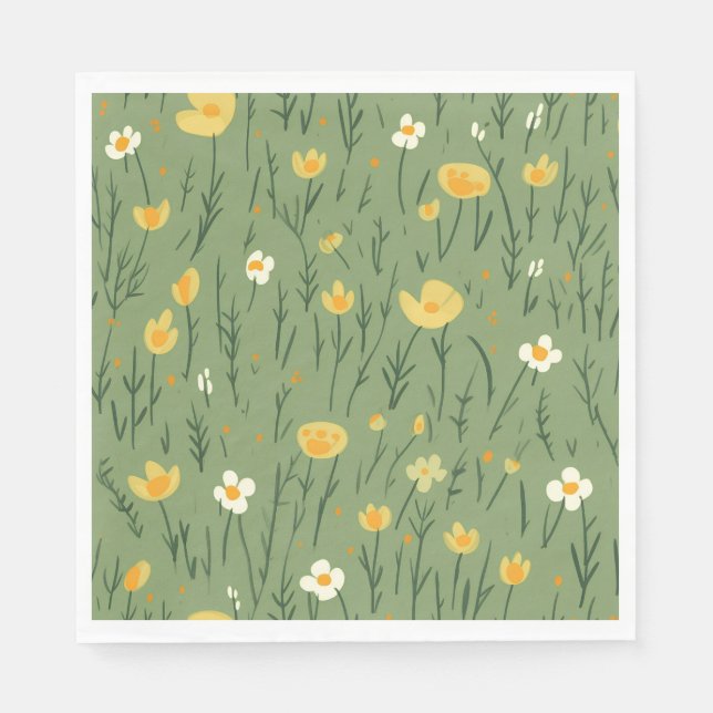Summer Wildflowers On Green Napkin (Front)