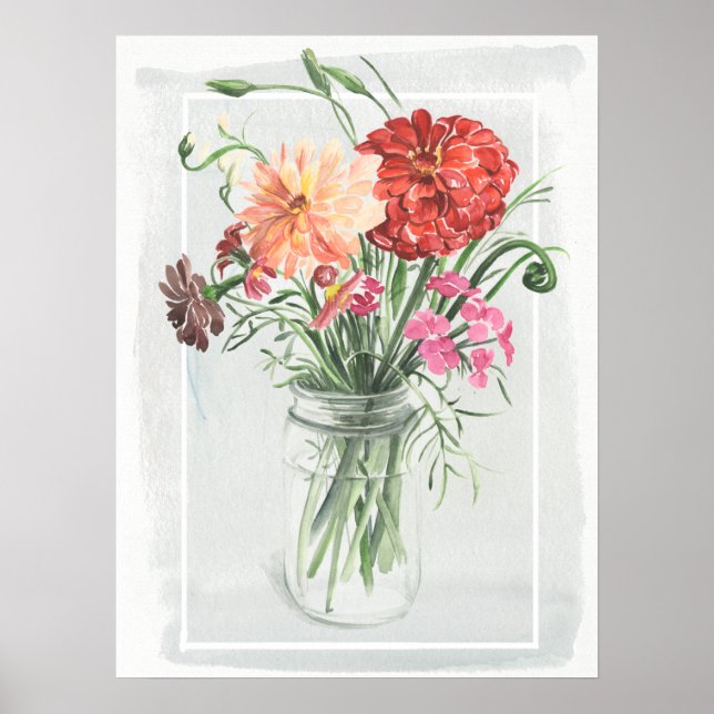 Summer Wildflowers - Pinks & Reds Poster (Front)