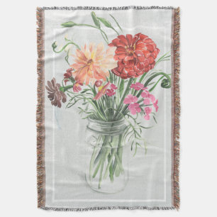 Summer Wildflowers - Pinks & Reds Throw Blanket
